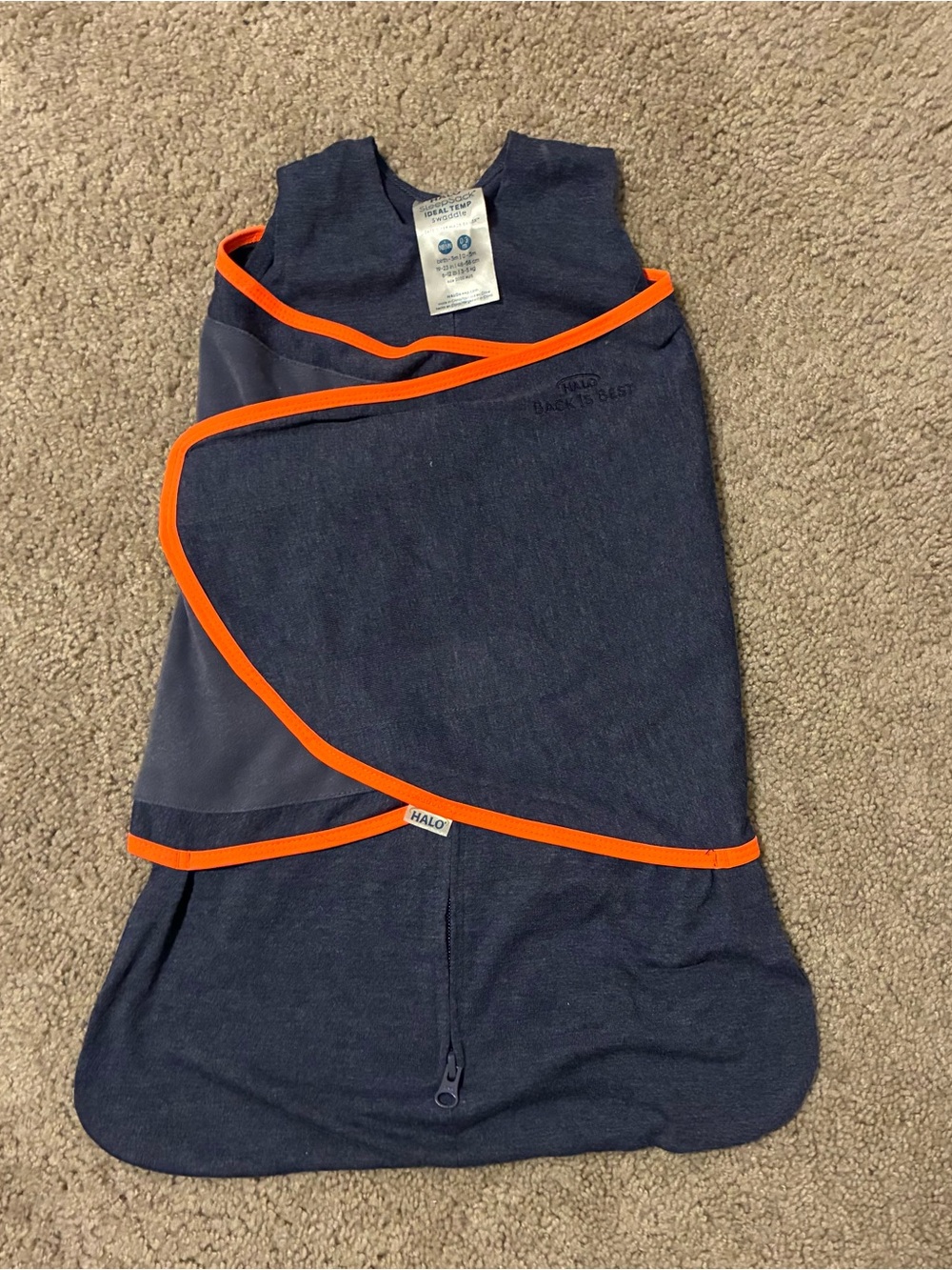 💛 Halo Ideal Temp Navy SleepSack Swaddle with Orange Trim 2/$25 or 3/$30💛
